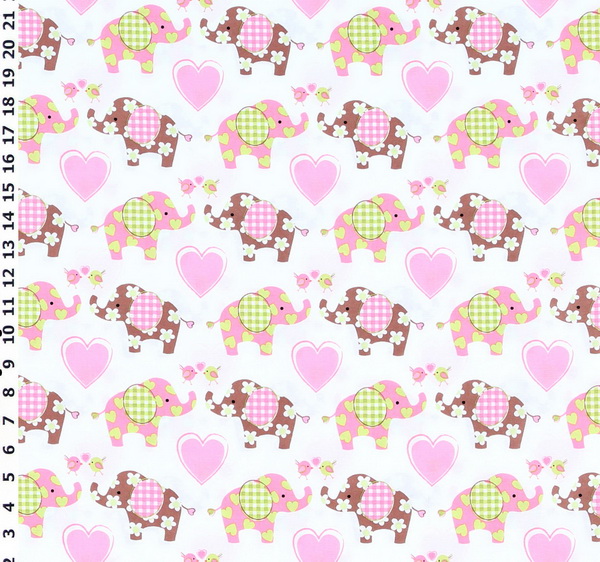 Best Friends Elephants Pink Fabric